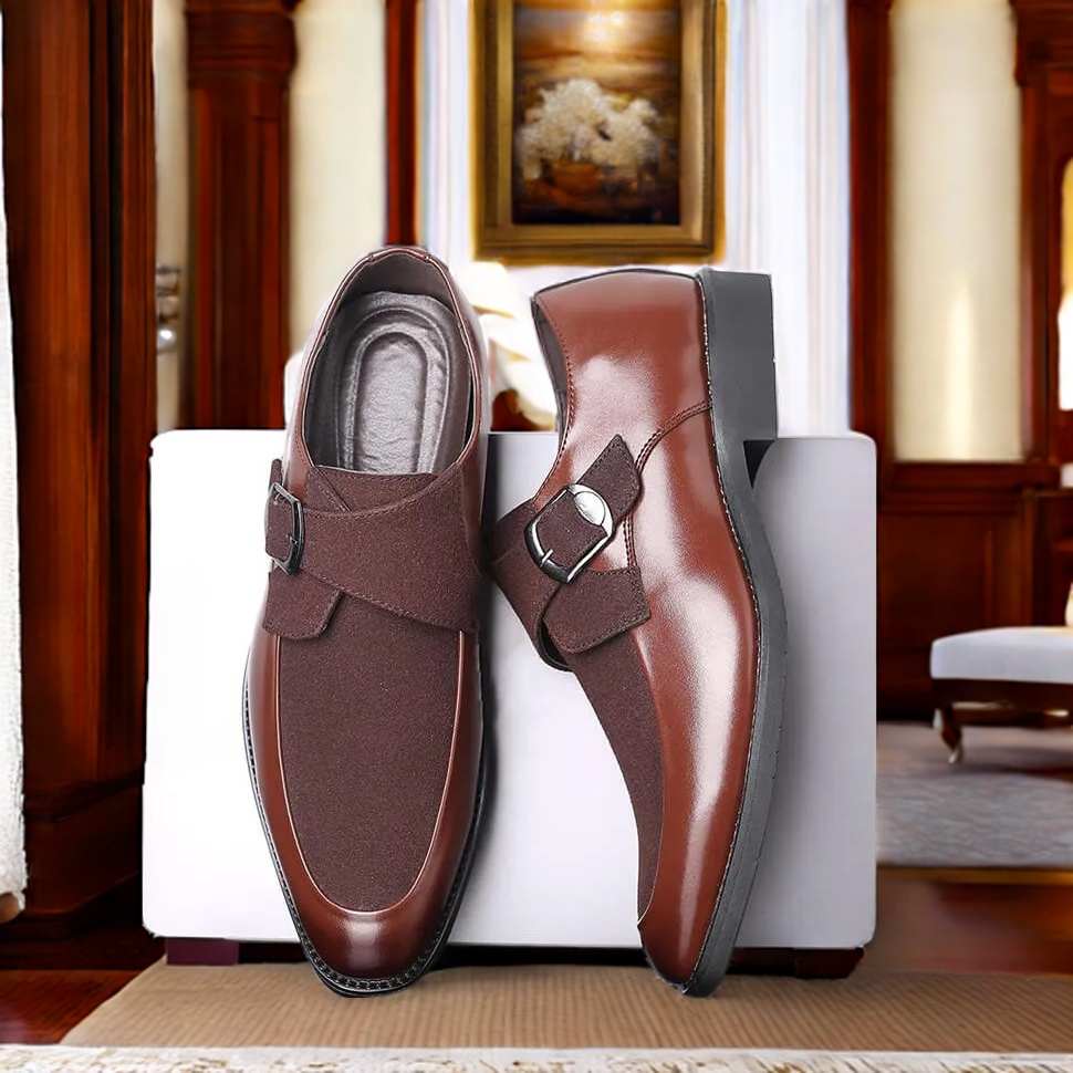 GENTLEMAN™-Classic Men Belt Buckle Round Toe Suede Monk Shoes