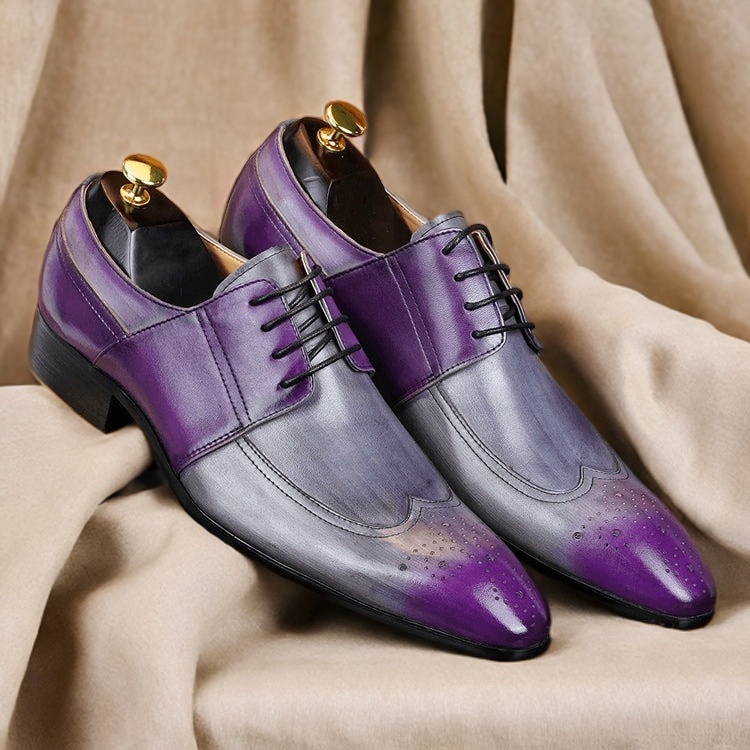 Lilac leather derby shoes