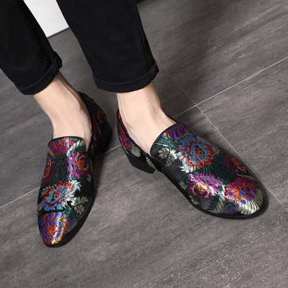 Exquisite Chinese Style Embroidery Men Loafers Shoes