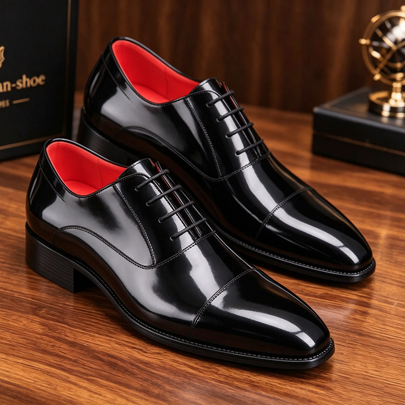 GENTLEMAN™Red bottom genuine leather lace-up men's versatile leather shoes