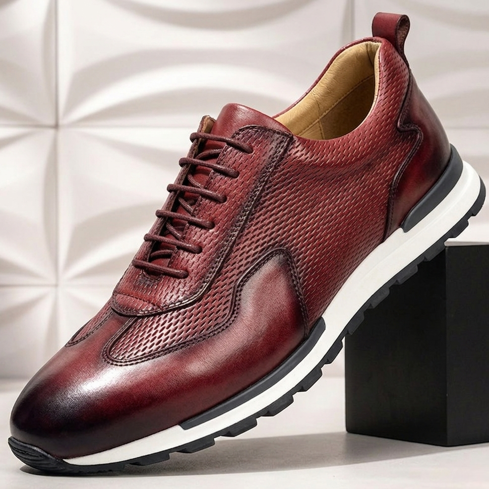 Men’s Premium Cowhide Leather Casual Sneakers – Multiple Colors