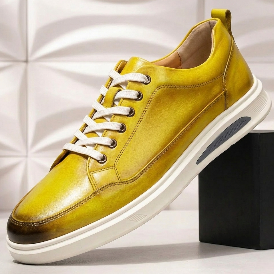 Men’s Premium Cowhide Leather Casual Sneakers – Multiple Colors
