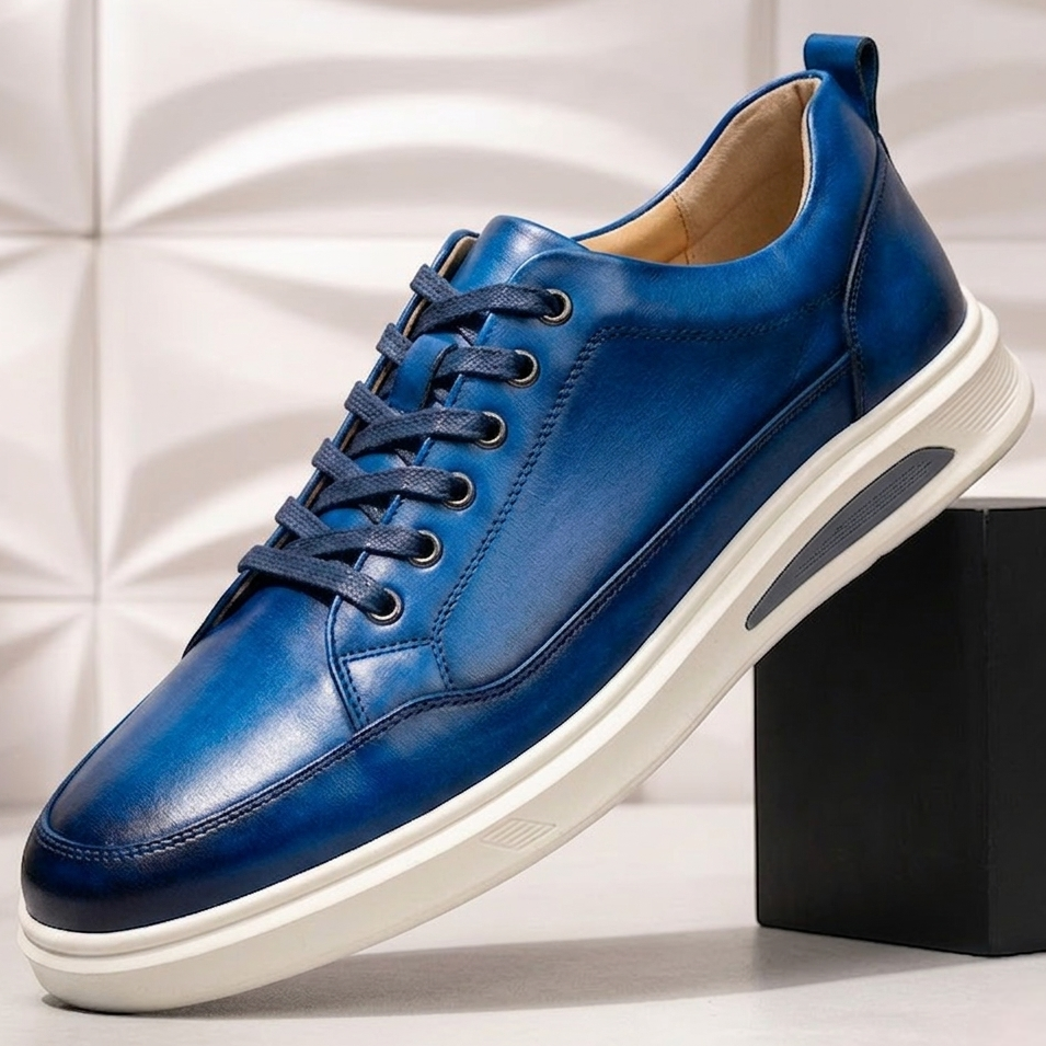 Men’s Premium Cowhide Leather Casual Sneakers – Multiple Colors