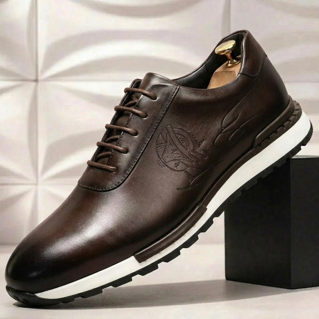 Men’s Premium Cowhide Leather Casual Sneakers – Multiple Colors