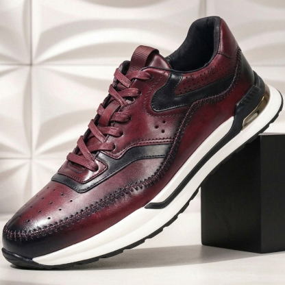 Men’s Premium Cowhide Leather Casual Sneakers – Multiple Colors