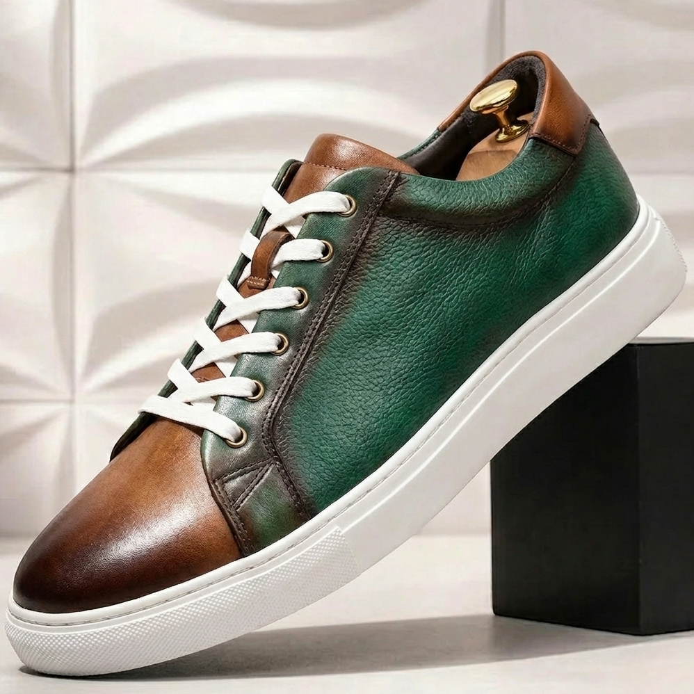Men’s Premium Cowhide Leather Casual Sneakers – Multiple Colors