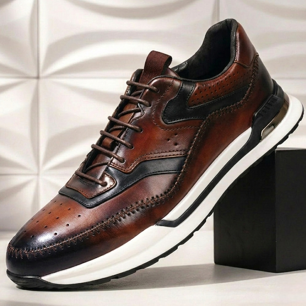 Men’s Premium Cowhide Leather Casual Sneakers – Multiple Colors