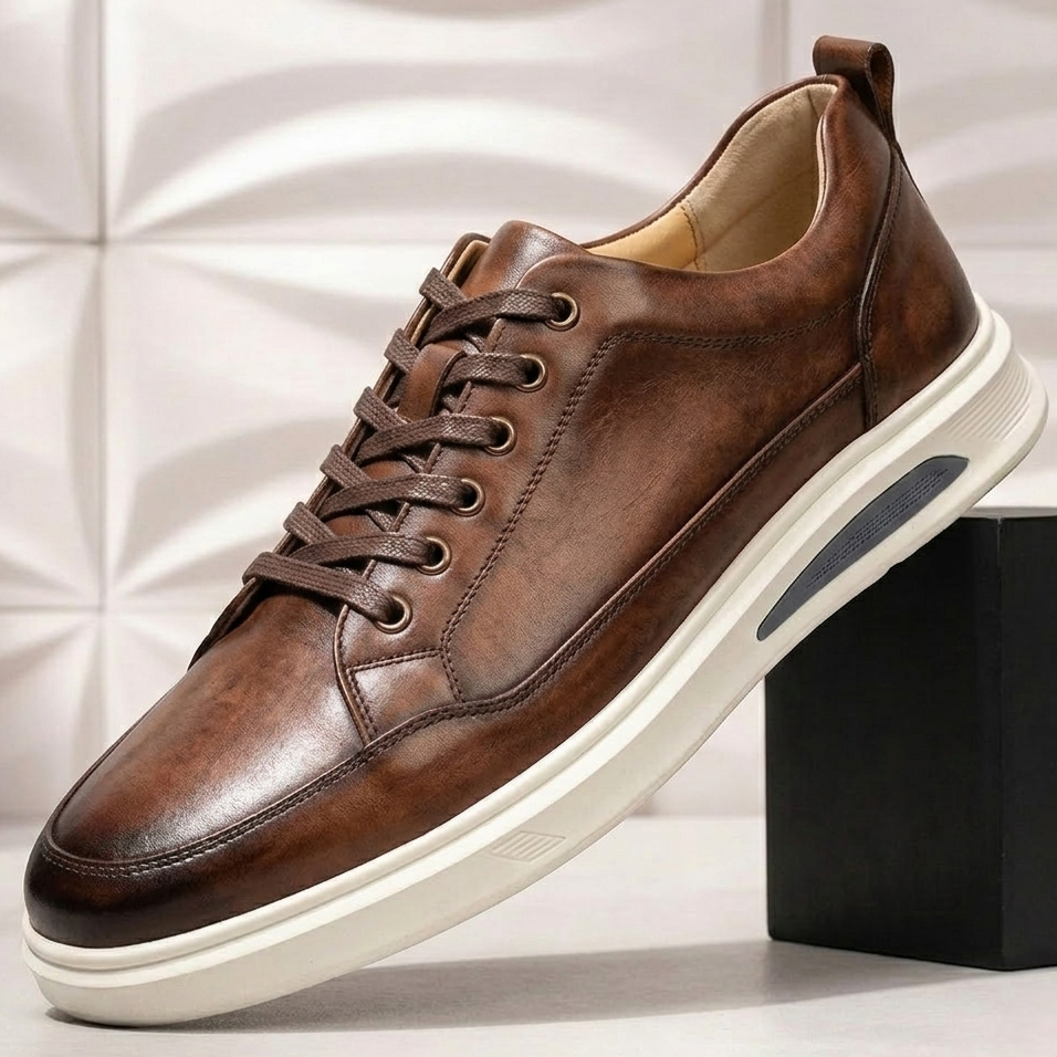 Men’s Premium Cowhide Leather Casual Sneakers – Multiple Colors