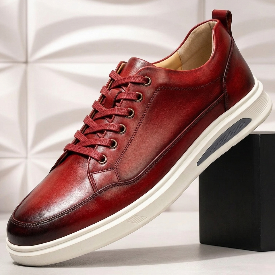 Men’s Premium Cowhide Leather Casual Sneakers – Multiple Colors