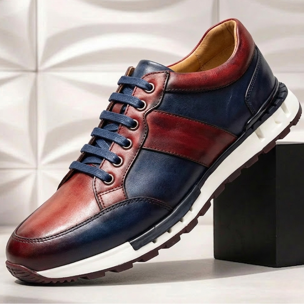 Men’s Premium Cowhide Leather Casual Sneakers – Multiple Colors