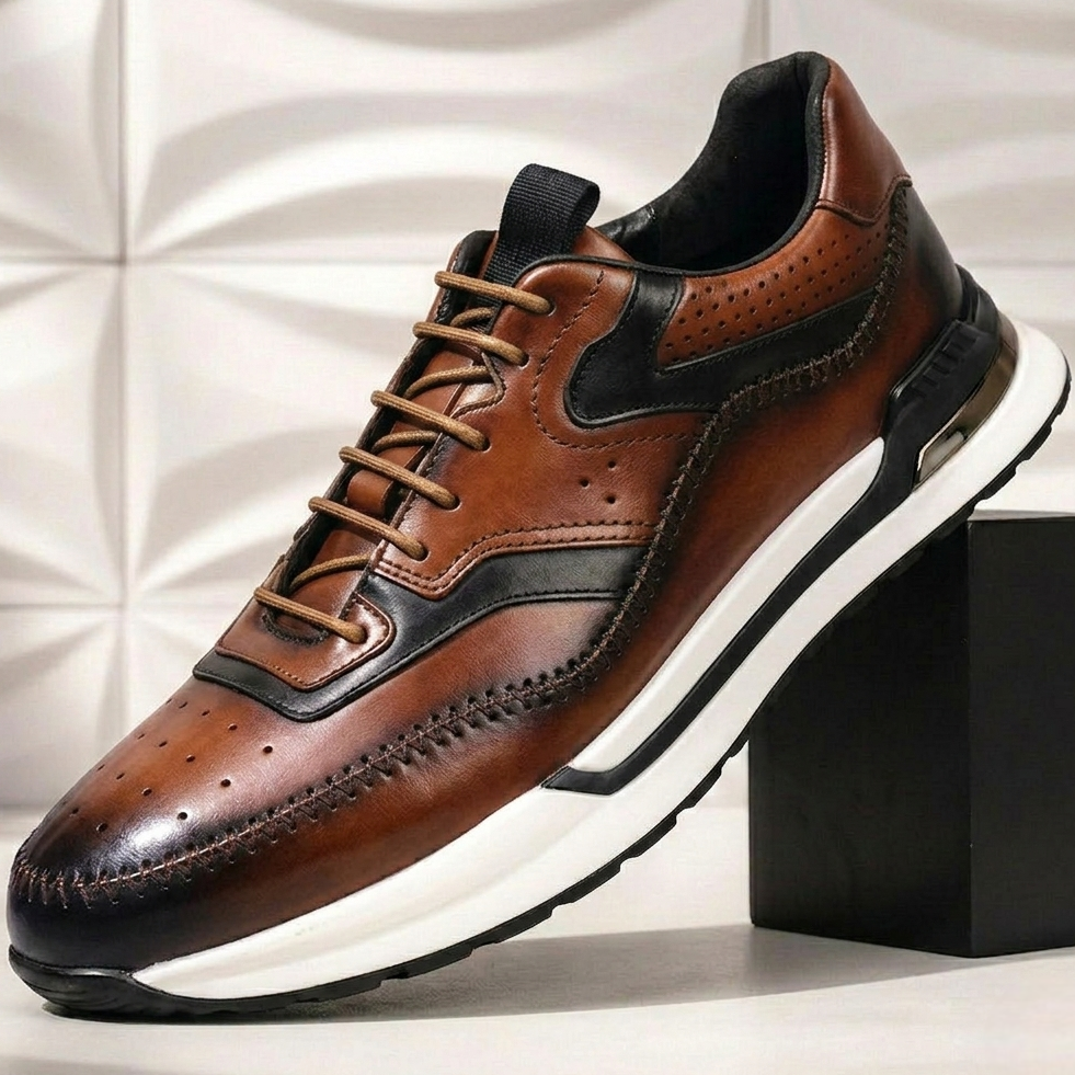 Men’s Premium Cowhide Leather Casual Sneakers – Multiple Colors