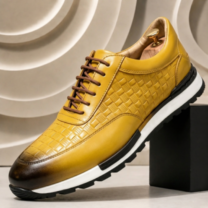 Men’s Premium Cowhide Leather Casual Sneakers – Multiple Colors