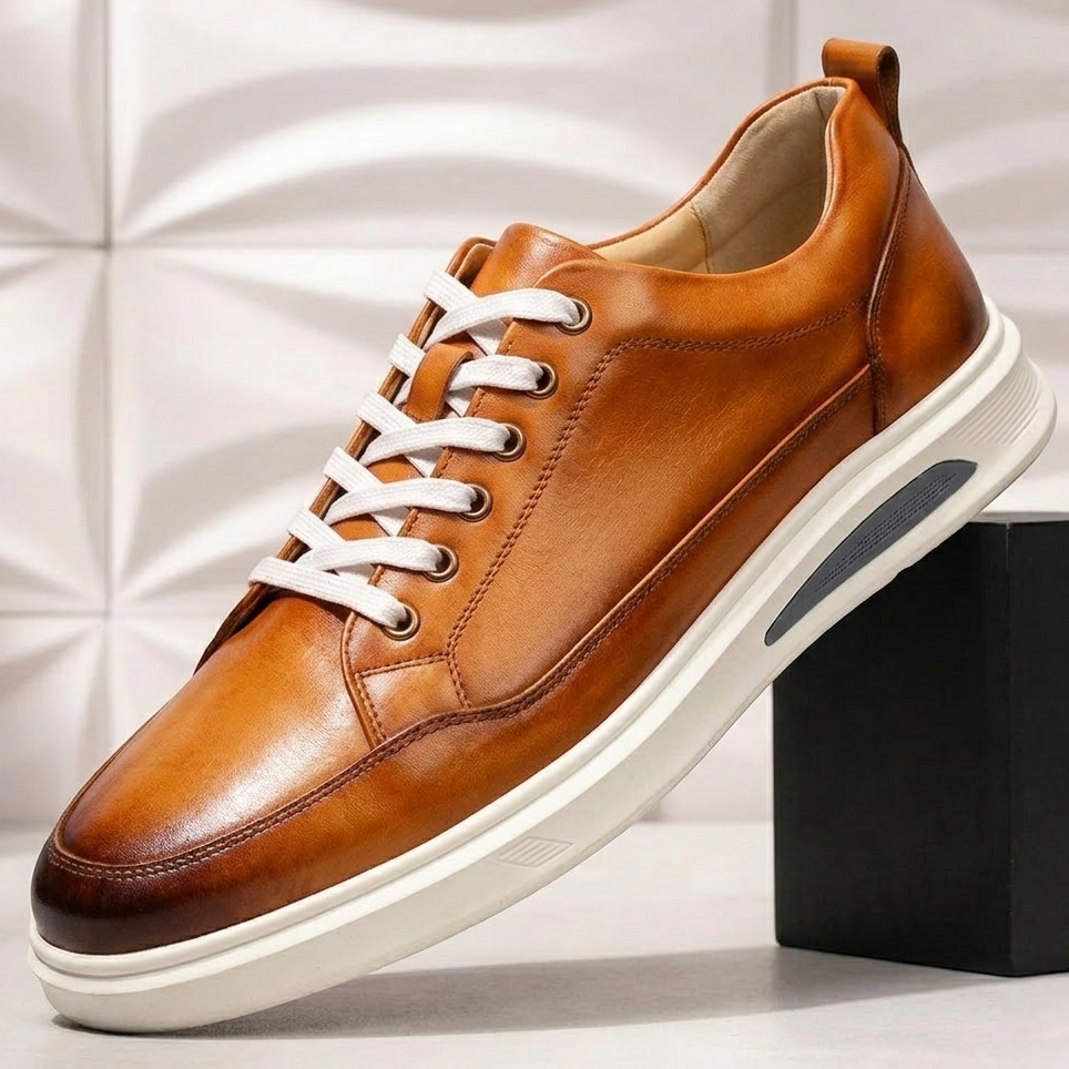 Men’s Premium Cowhide Leather Casual Sneakers – Multiple Colors