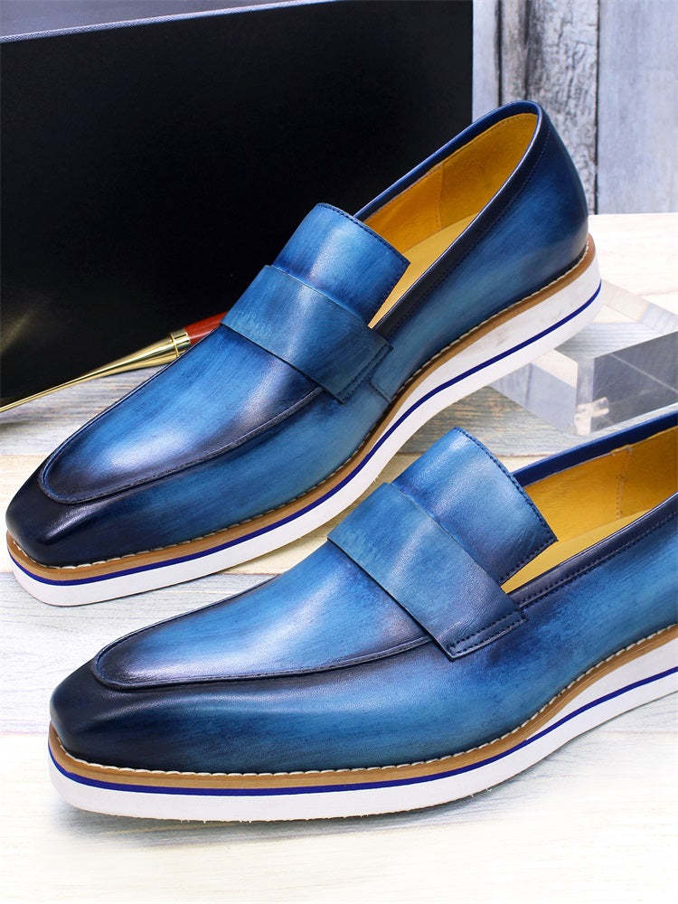 GUYSTEP-Italian Men Slip On Casual Dress Shoes Genuine Leather Monk Strap Business Suit Shoes