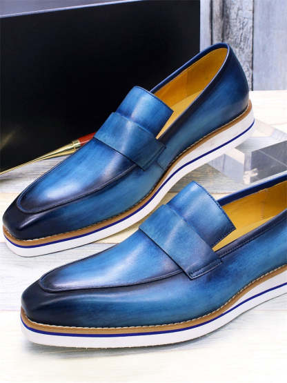 GUYSTEP-Italian Men Slip On Casual Dress Shoes Genuine Leather Monk Strap Business Suit Shoes