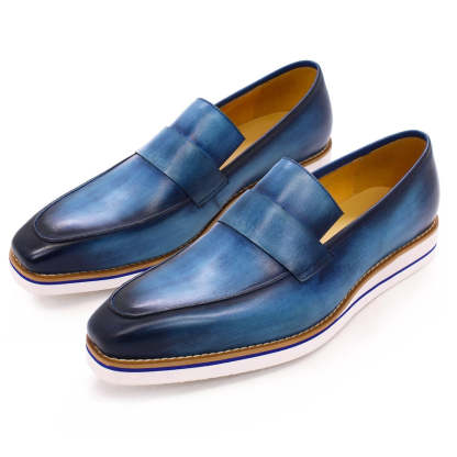 GUYSTEP-Italian Men Slip On Casual Dress Shoes Genuine Leather Monk Strap Business Suit Shoes