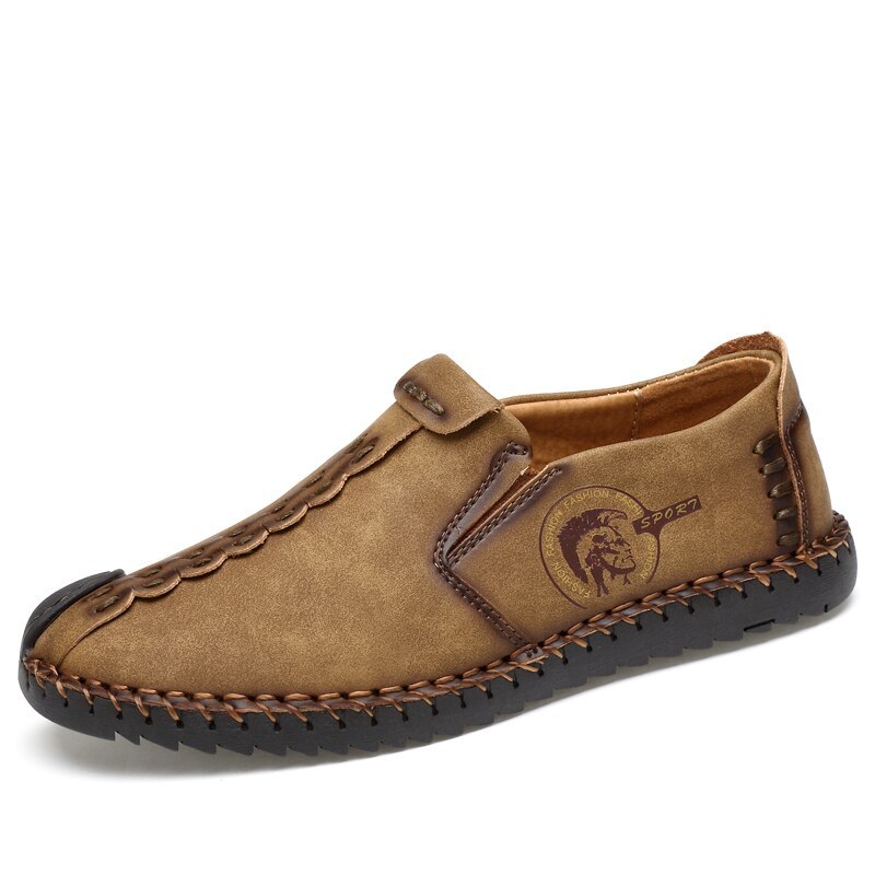 Men's plus size black khaki yellow soft bottom leather casual shoes