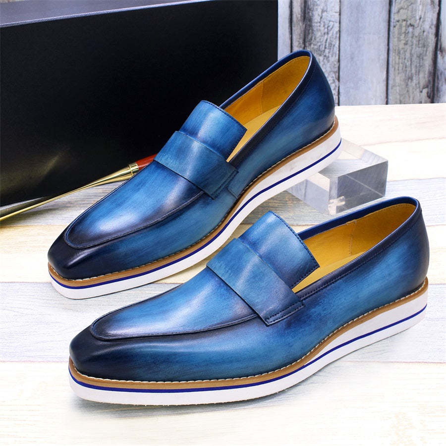 GUYSTEP-Italian Men Slip On Casual Dress Shoes Genuine Leather Monk Strap Business Suit Shoes