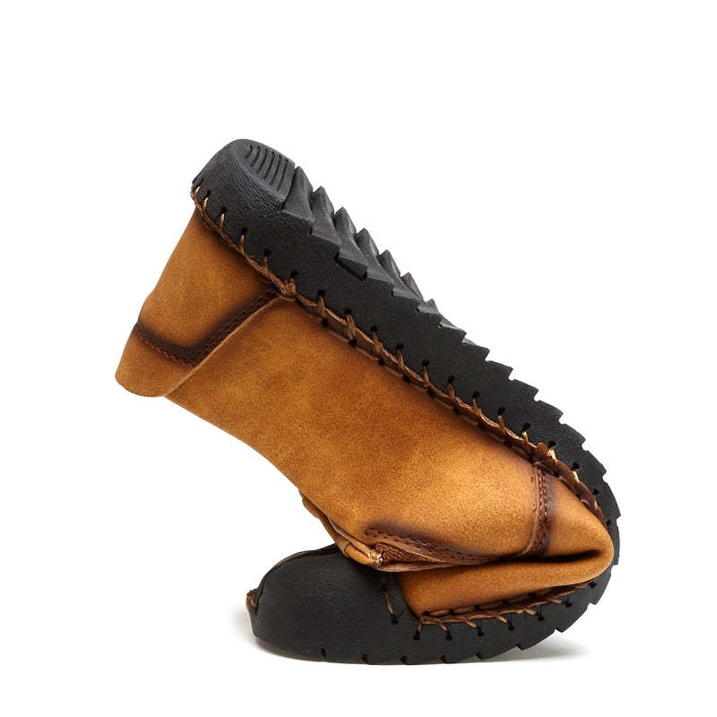 Men's plus size black khaki yellow soft bottom leather casual shoes