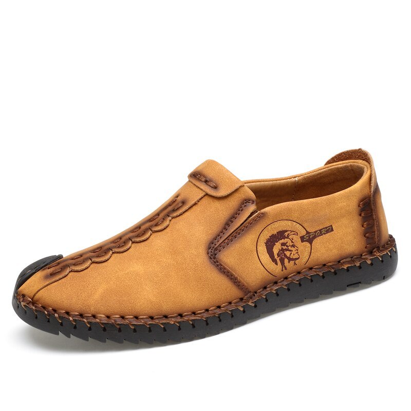 Men's plus size black khaki yellow soft bottom leather casual shoes