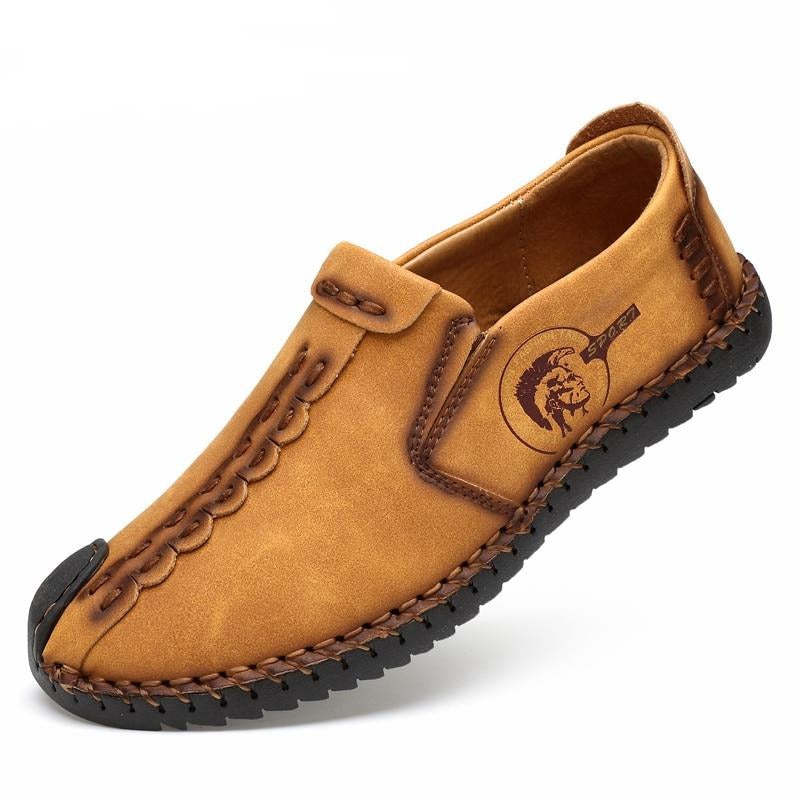 Men's plus size black khaki yellow soft bottom leather casual shoes