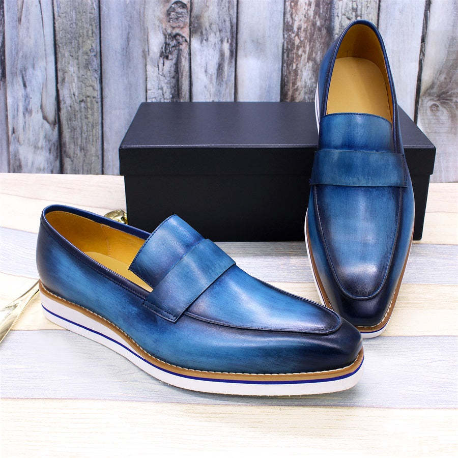 GUYSTEP-Italian Men Slip On Casual Dress Shoes Genuine Leather Monk Strap Business Suit Shoes
