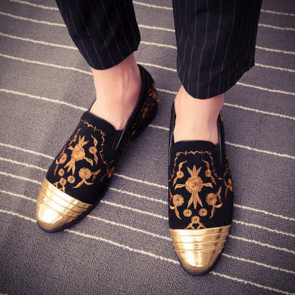 Floral Embroidery Flock Shoes