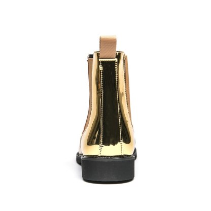 Solid Gleaming Gold Ankle Chelsea Boots