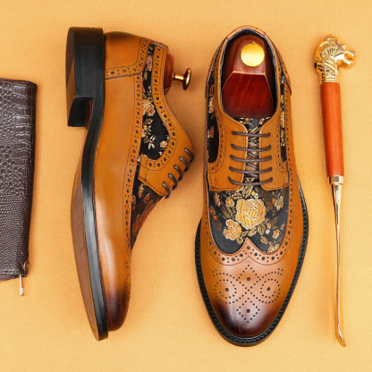 [Copy]Classic color matching fashionable men's Oxford shoes