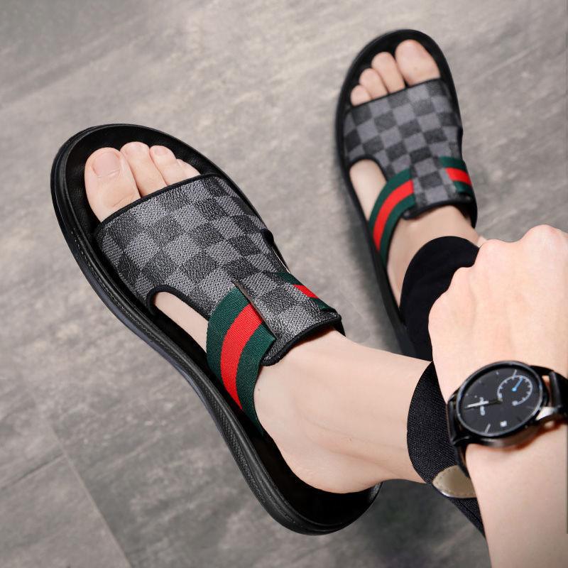 Men's Genuine Leather Sandals Summer Beach Breathable Causal Shoes Plu