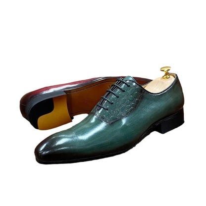 Custom men's shoes genuine leather lace-up pointed toe Oxford shoes handmade business casual shoes wedding banquet formal leather shoes men