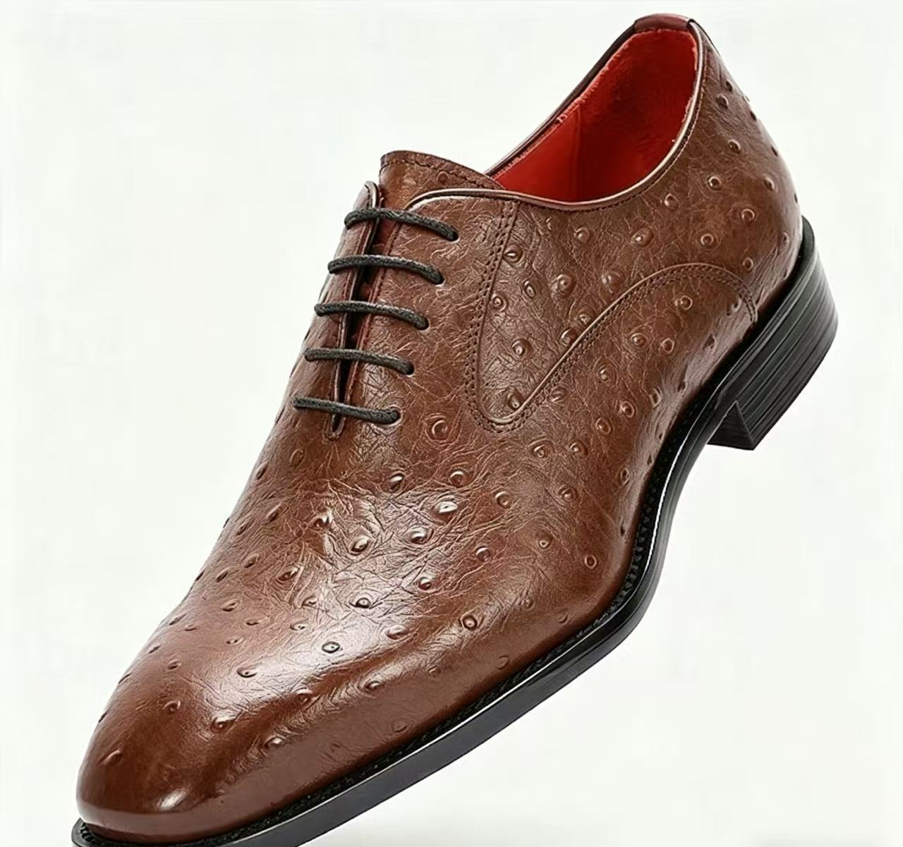 Men's genuine leather ostrich pattern Oxford shoes