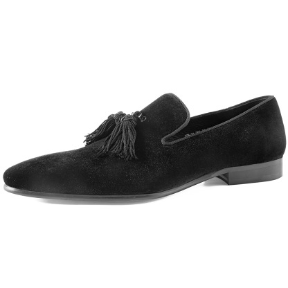 [British penny loafers] New spring and summer tassel velvet leather shoes for men British casual slip-on shoes