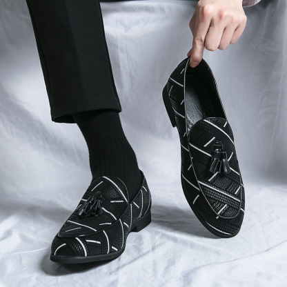 Men's slip-on fashion leather shoes cross-border large size 48 ethnic style slip-on lazy leather shoes men's loafers