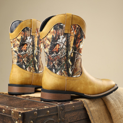 New western style cowboy boots embroidery craft retro high-top men's knight boots trendy all-match casual work boots