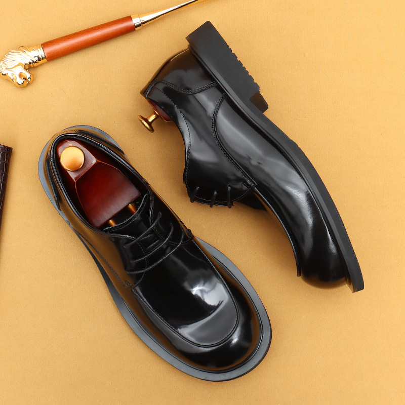 Men's patent leather platform derby shoes
