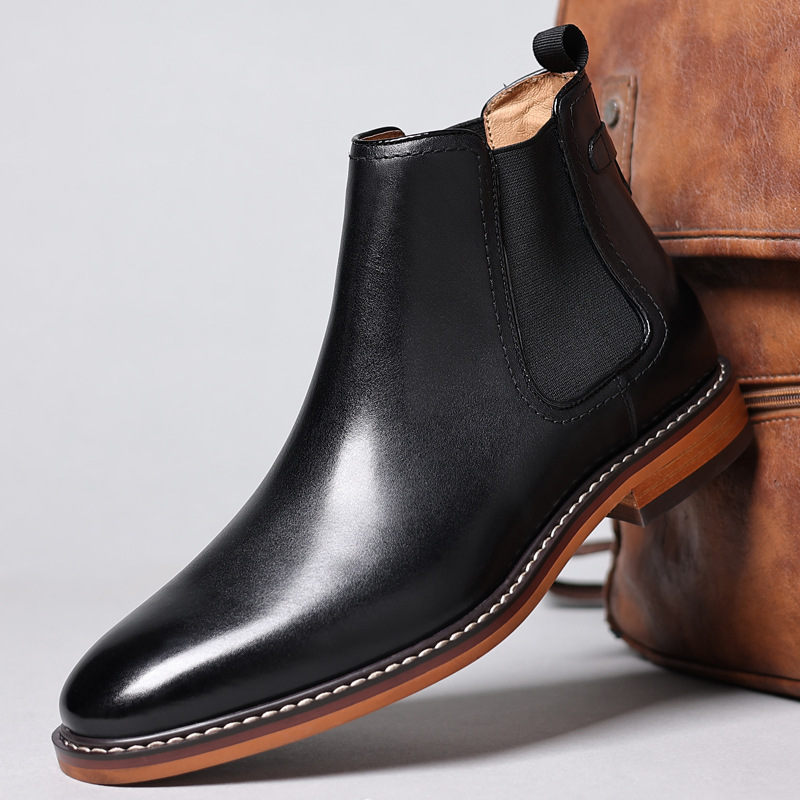 New Men's Formal Leather Shoes Genuine Leather Chelsea Boots Men's Boots One-foot High-top Martin Boots First Layer Cowhide
