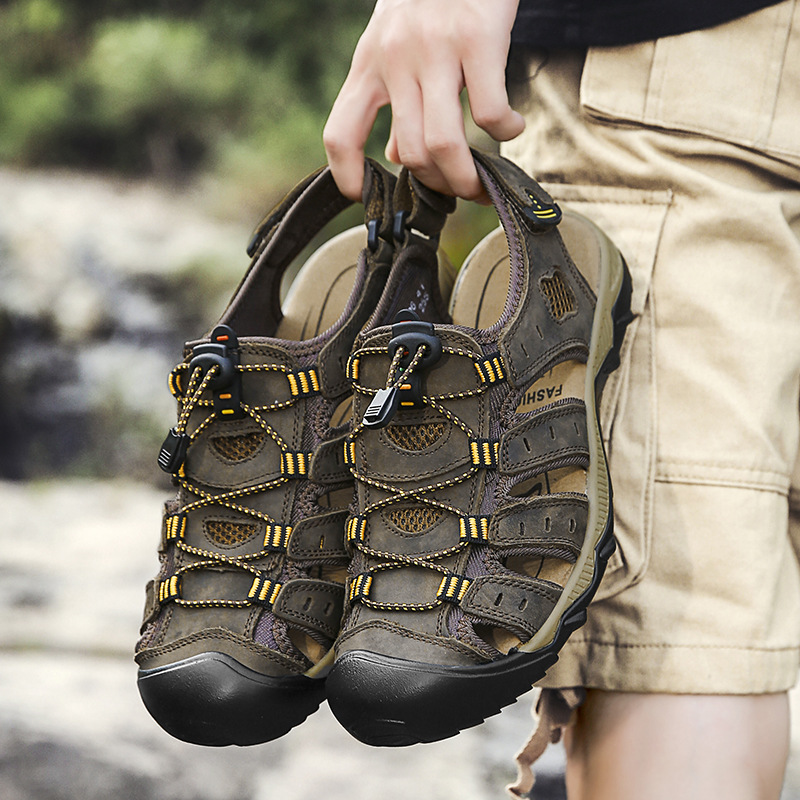 GUYSTEP™-Men's Genuine Leather Sandals Summer Beach Breathable Causal Shoes Plus Size