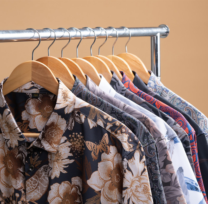 European and American cross-border large size men's long-sleeved printed shirt fat spring and autumn loose casual plus fat plus size shirt