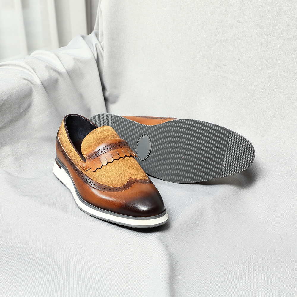 [Copy]GUYSTEP™Classic red and houndstooth breathable leather derby shoes