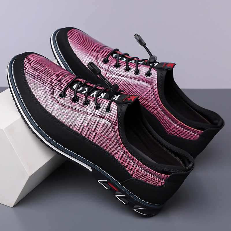 Plaid Patchwork Stretchy Soft-Bottom Breathable Casual Men's Sneakers