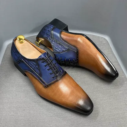 [Copy]Men's double buckle color matching genuine leather business casual shoes
