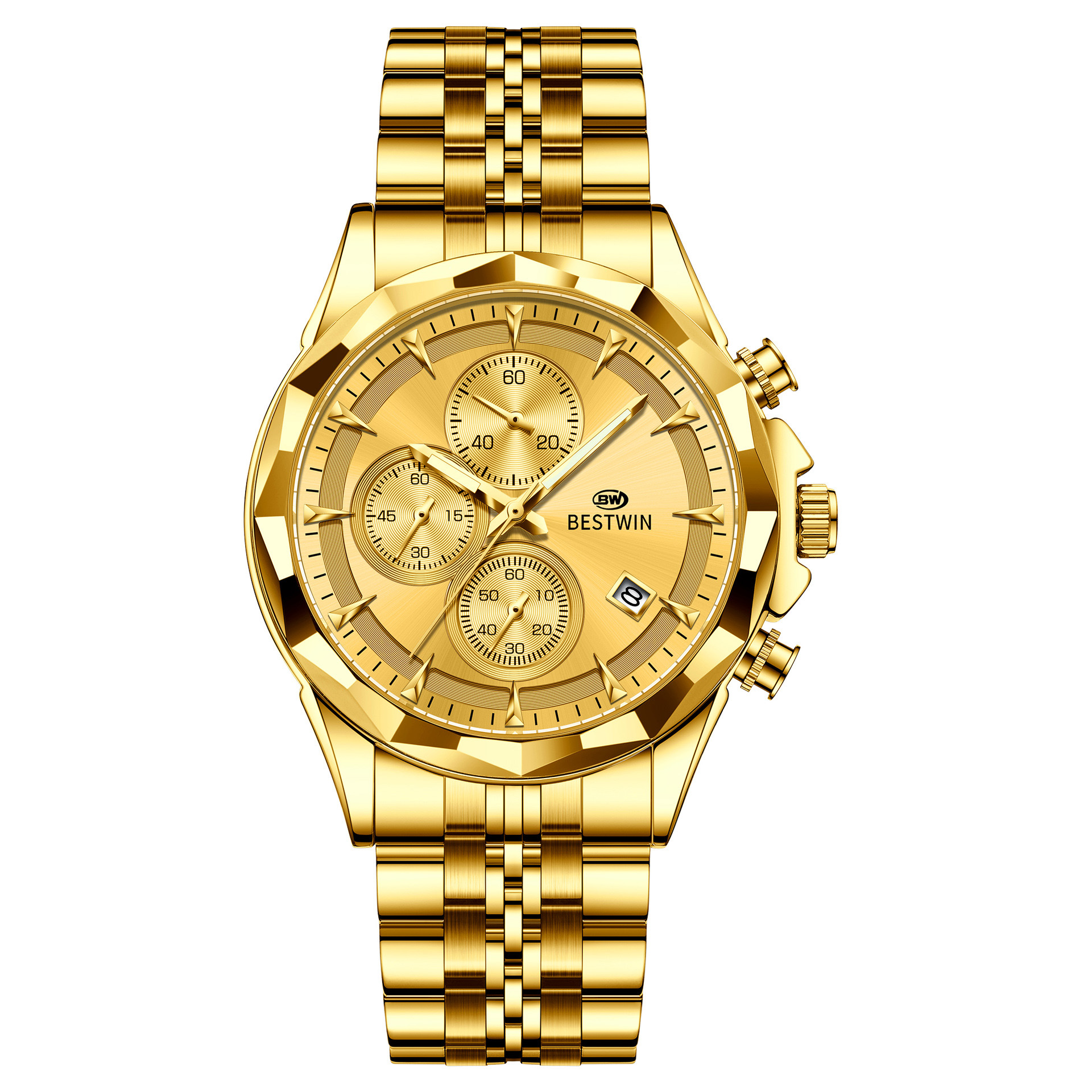 Men's Multifunctional Calendar Chronograph Stainless Steel Watch