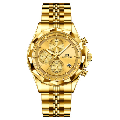 Men's Multifunctional Calendar Chronograph Stainless Steel Watch