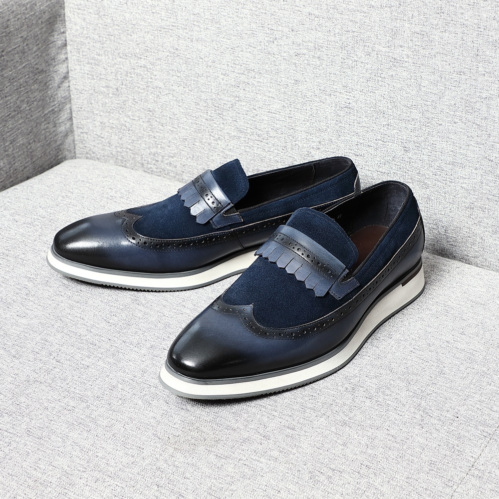 [Copy]GUYSTEP™Classic red and houndstooth breathable leather derby shoes