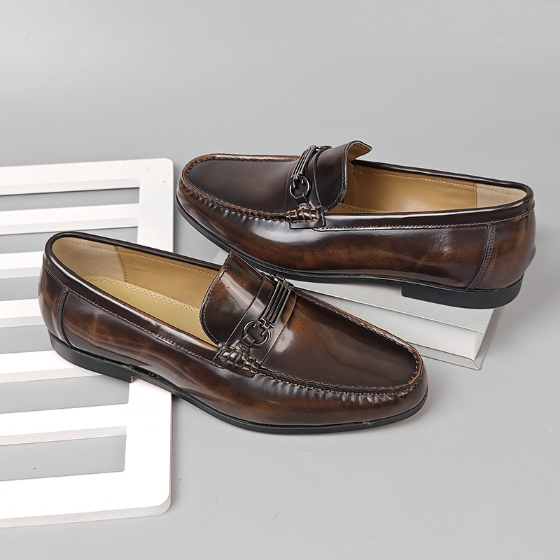 High-end business leather shoes for men, open-edge genuine leather men's leather shoes, slip-on handsome men's casual leather shoes for men
