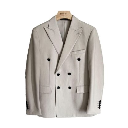 Hangzhou men's clothing high-end British style business formal suits double-breasted gentleman Naples peaked lapel suit