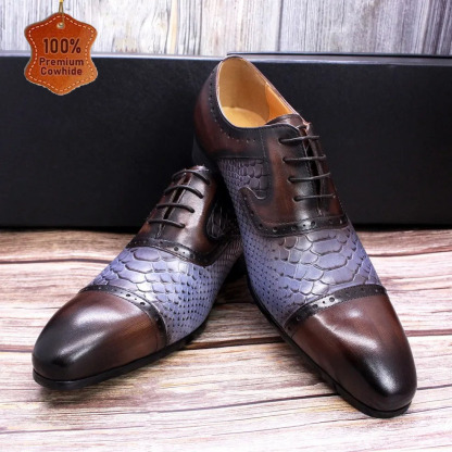 Men's business casual genuine leather pointed toe color matching formal shoes