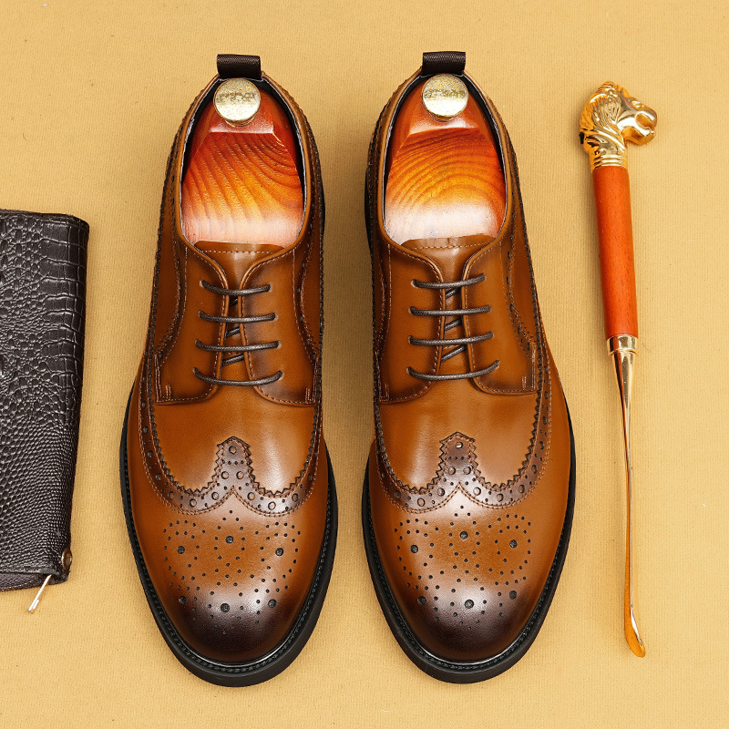 British-style brogue business casual genuine leather shoes