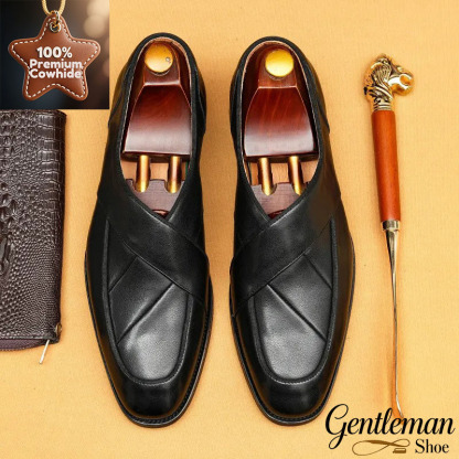Men’s Genuine Leather Cross-Strap Leather Shoes